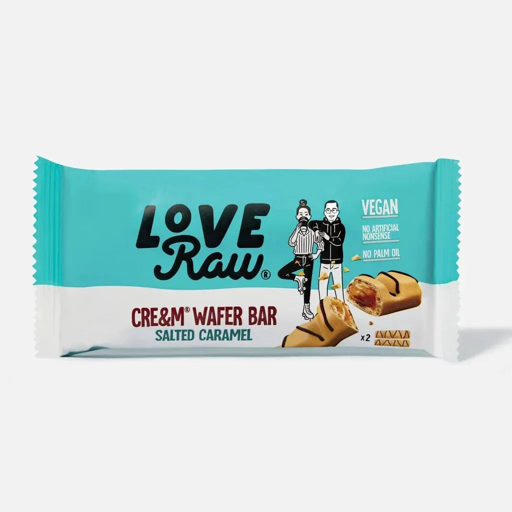  Love Raw - Barquillos rellenos de caramelo salado (Vegan Salted Caramel Cream Filled Wafer Bars) (43g) -  True Vegan S.L